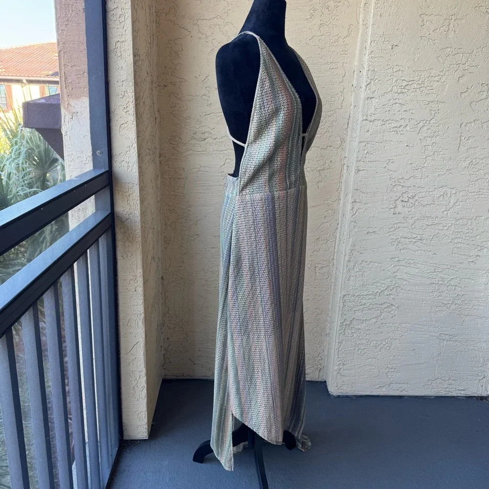 IRO Paris Emman Dress Sz 40 / 8 Shimmering Asymmetrical Cross Stripe Back NWT - Picture 6 of 16